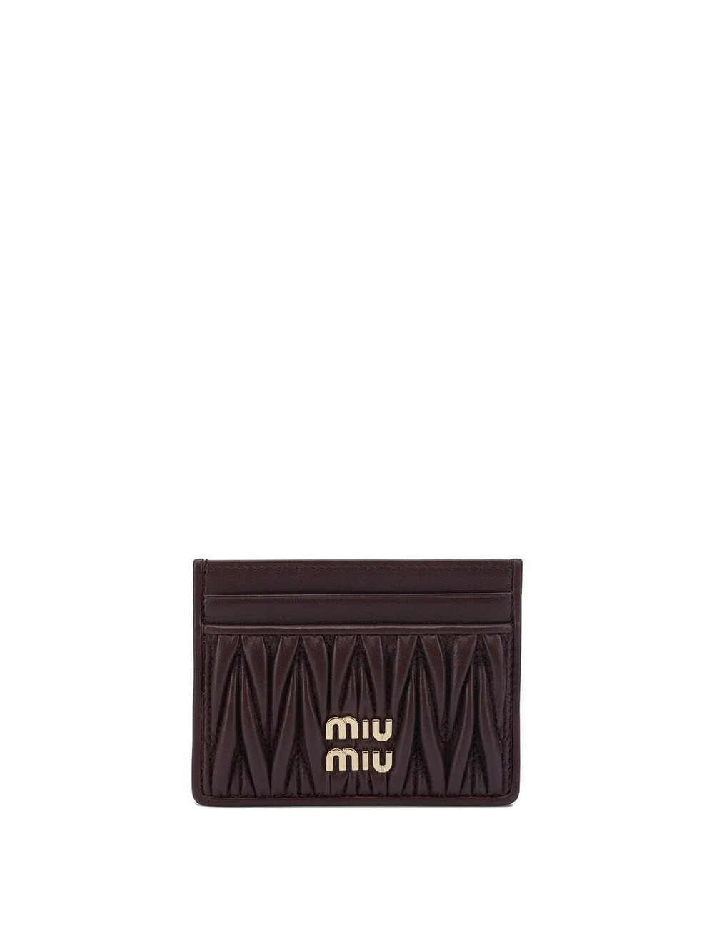 Miu Miu Card Holder Wallet Matelasse Nappa Leather Holders Bordeaux Purple Red